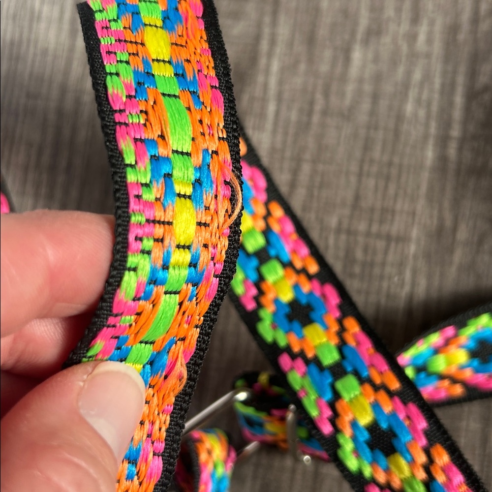 Colorful‎ Elephant Tapestry Crossbody Bag w/Neon Geometric Strap Boho Ethnic - Picture 13 of 13